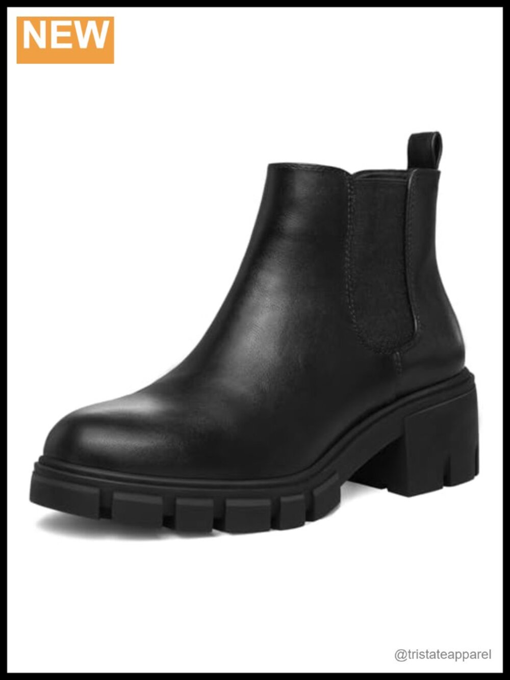 Platform Chelsea Ankle Booties Chunky Heel Pull On Vegan Leather